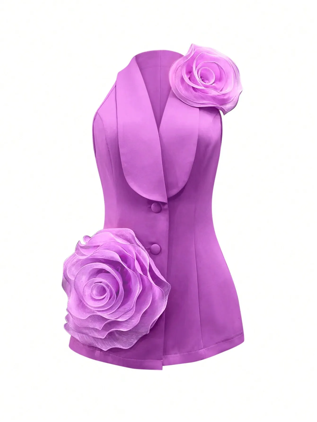 Chaqueta sin mangas con flor morada