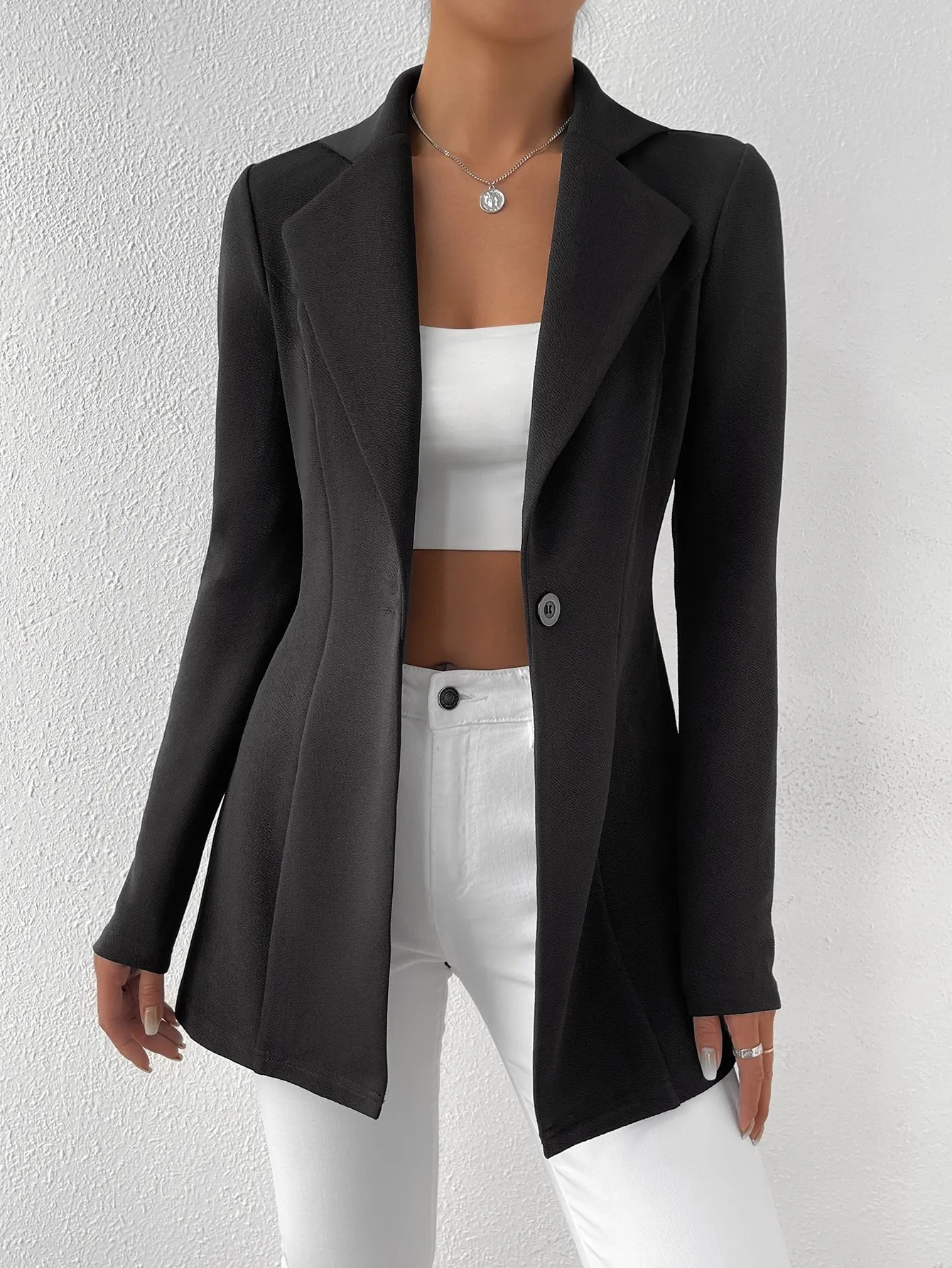 Cherry Vibes Blazer con botón de cuello en