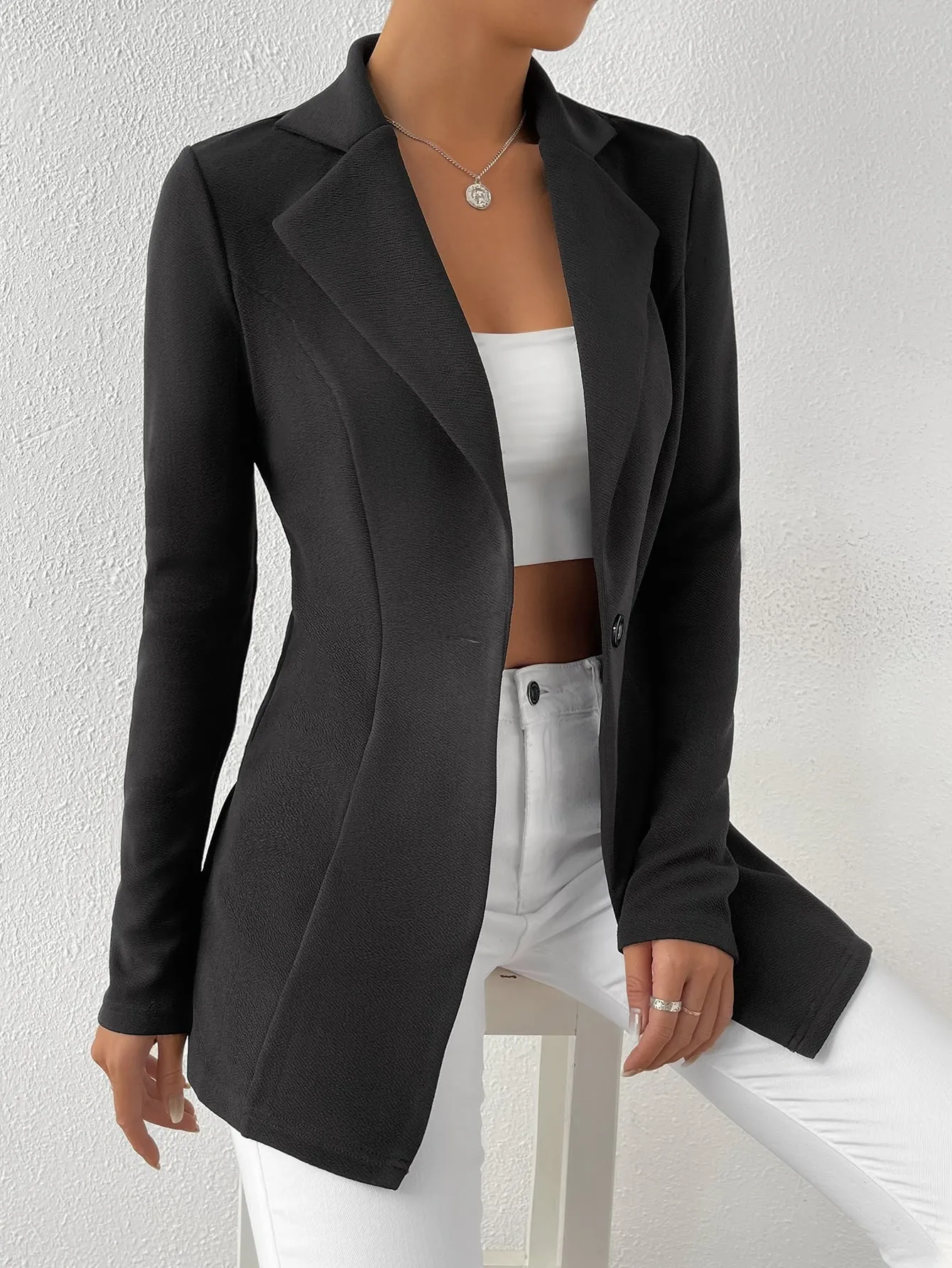 Cherry Vibes Blazer con botón de cuello en