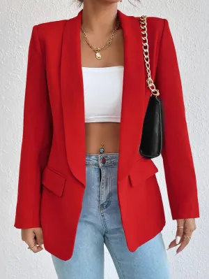 Cherry Vibes Blazer Unicolor de Cuello Esmoquin en
