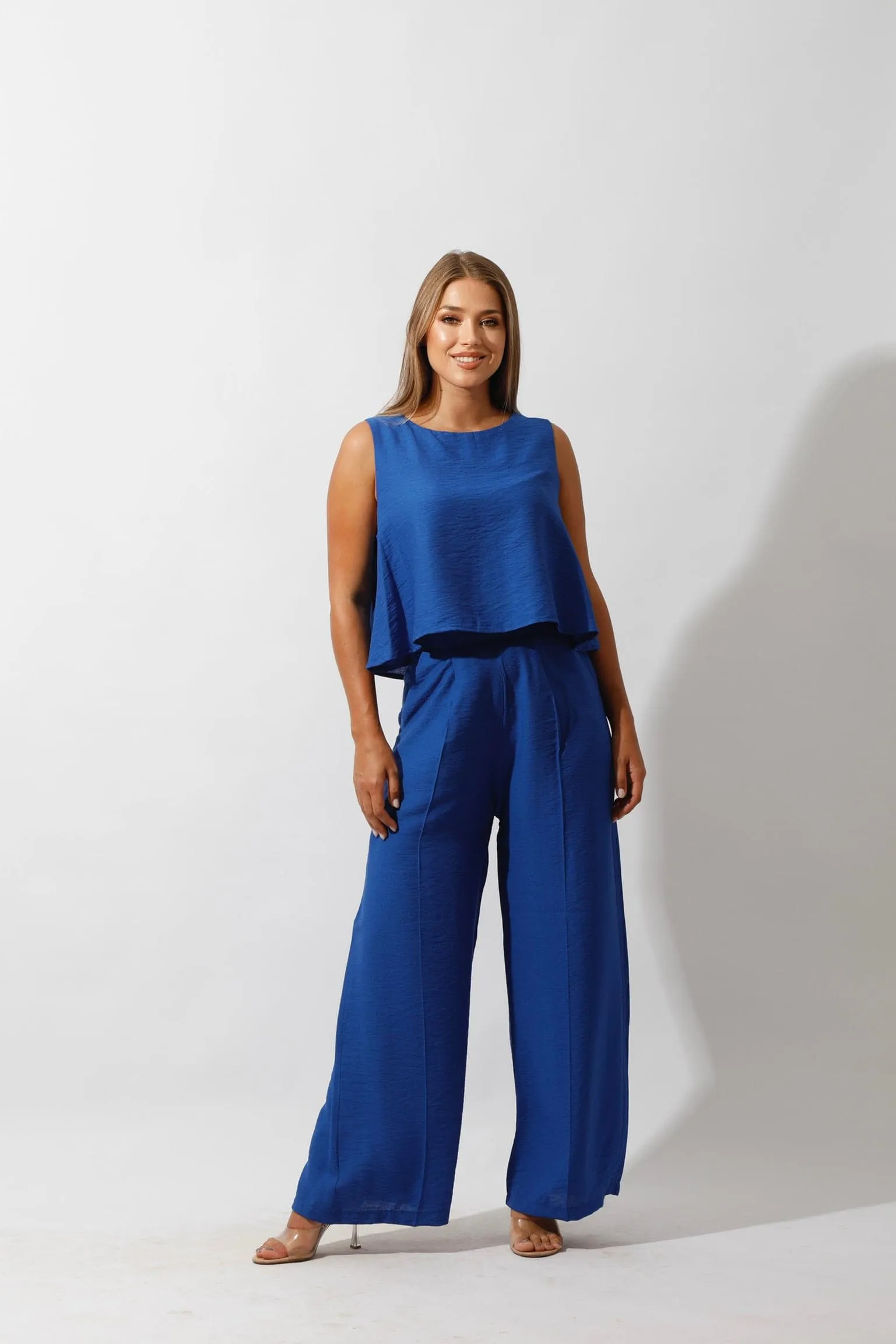Coastal Cool: Royal Blue Linen Lounge Set
