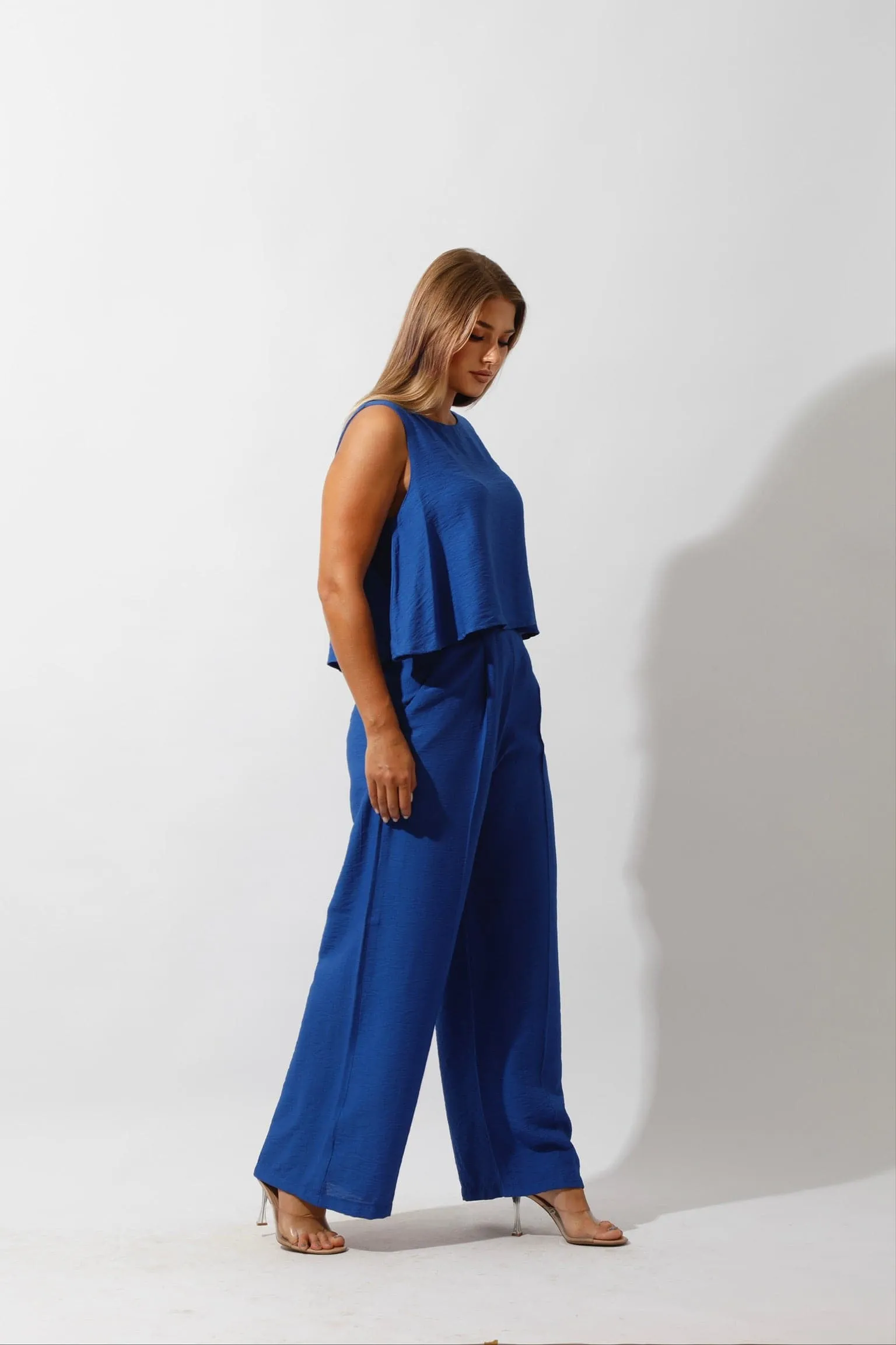 Coastal Cool: Royal Blue Linen Lounge Set