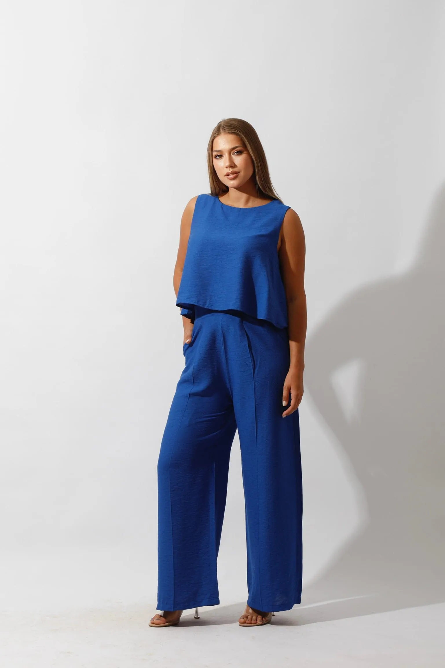 Coastal Cool: Royal Blue Linen Lounge Set