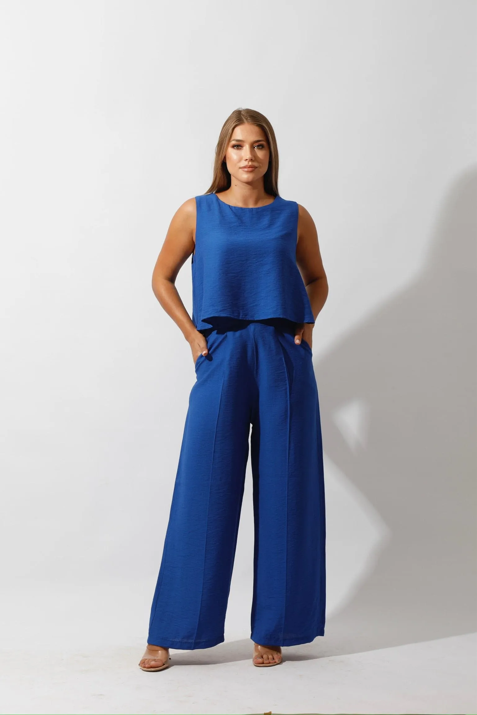 Coastal Cool: Royal Blue Linen Lounge Set