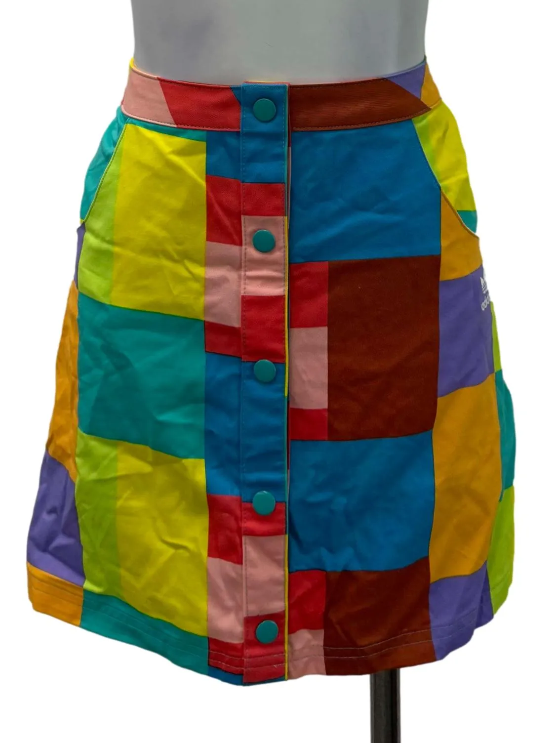 Colourful Plaid Button Skirt