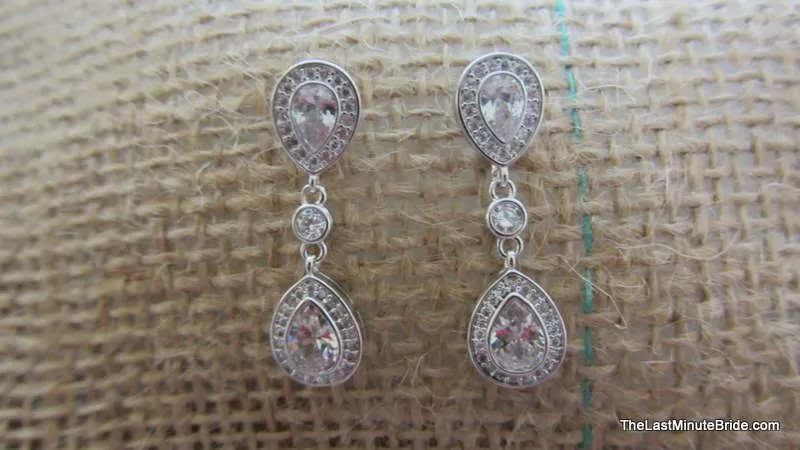 Cubic Zirconia Tear Drop Earrings