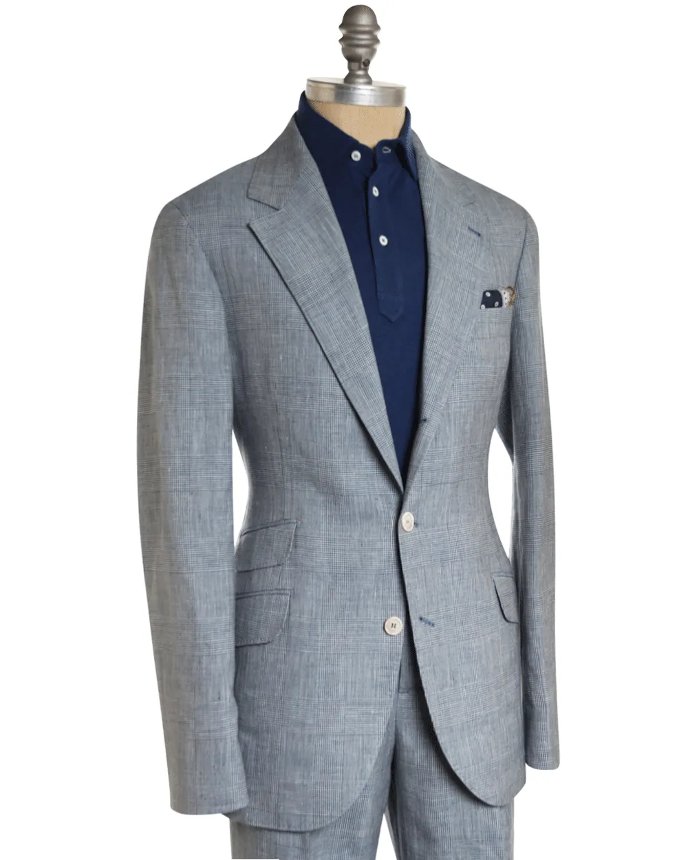 Denim Blue Plaid Suit