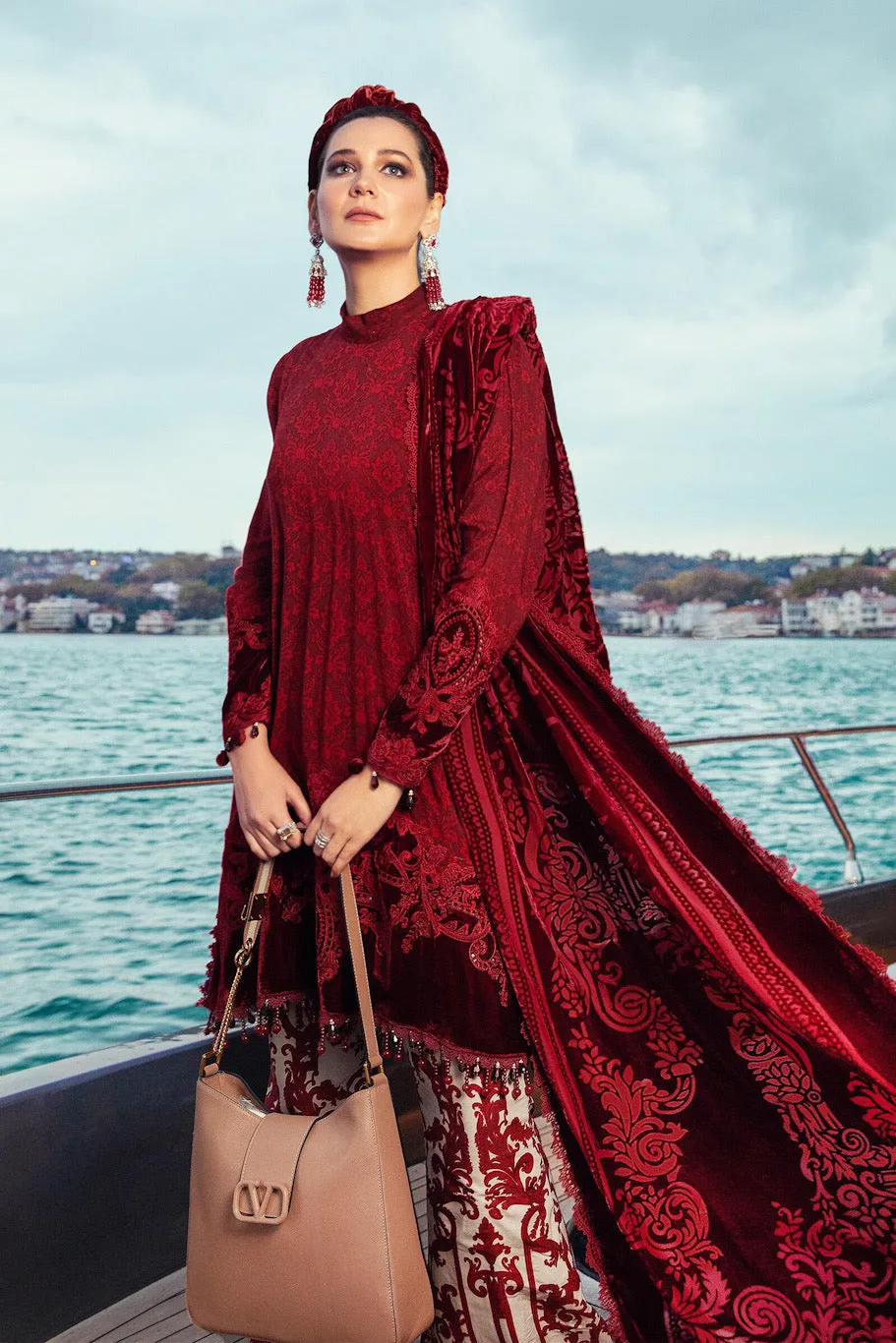 DL-903-Maroon | Maria B Winter Linen Unstitched Collection 2021 | Unstitched Embroidered Linen Suits