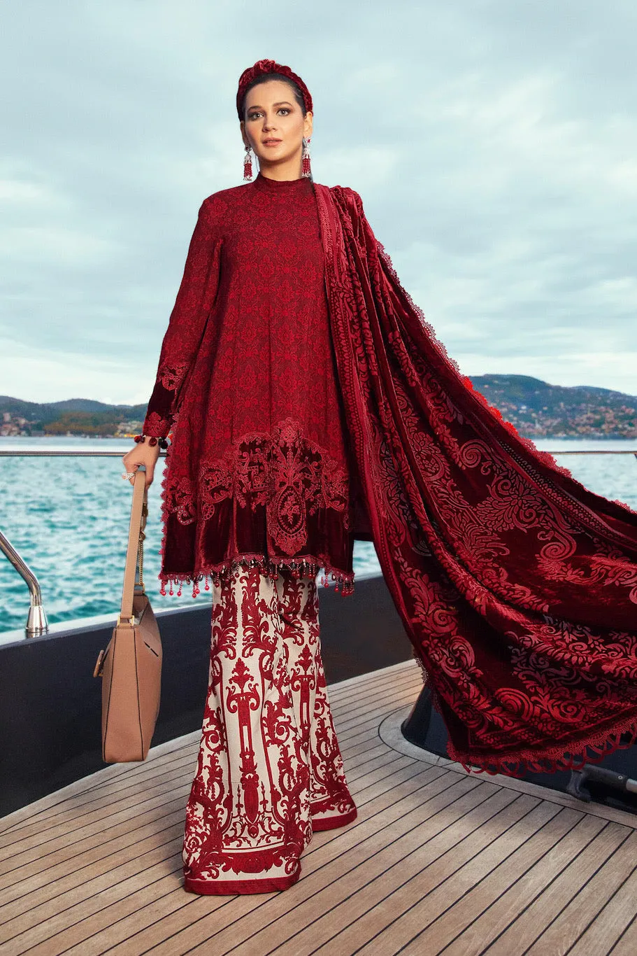 DL-903-Maroon | Maria B Winter Linen Unstitched Collection 2021 | Unstitched Embroidered Linen Suits
