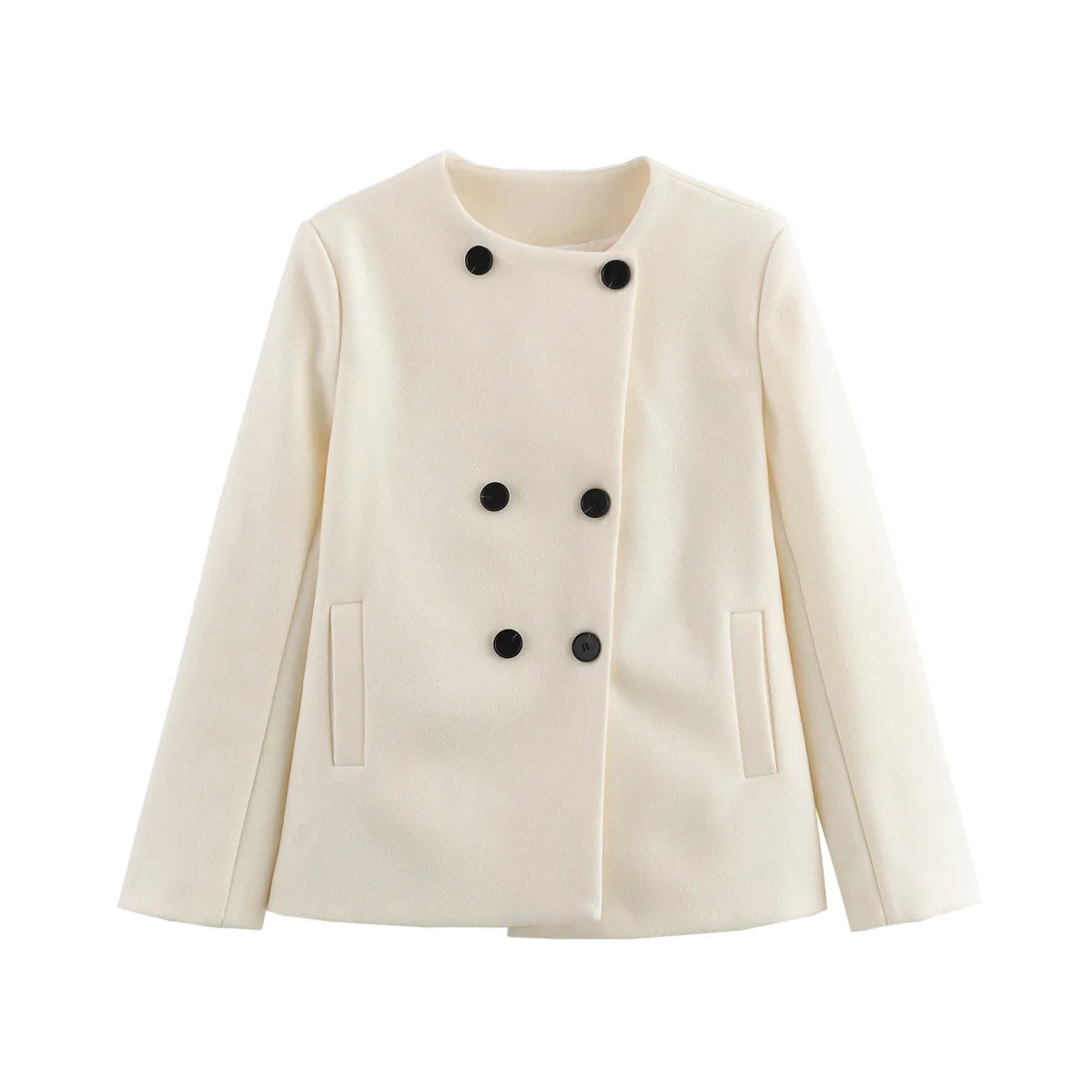 Double Breasted Crew Neck Jacket