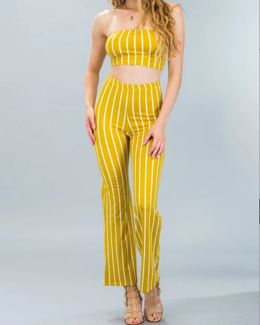 Dressed to the Lines Halter Top Pants Set