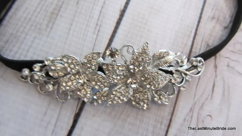 Dual Flower Rhinestone Headband