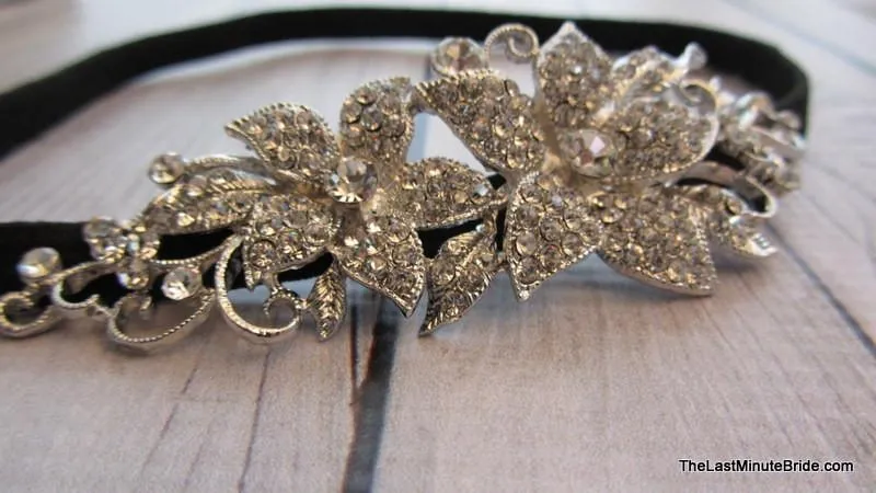 Dual Flower Rhinestone Headband