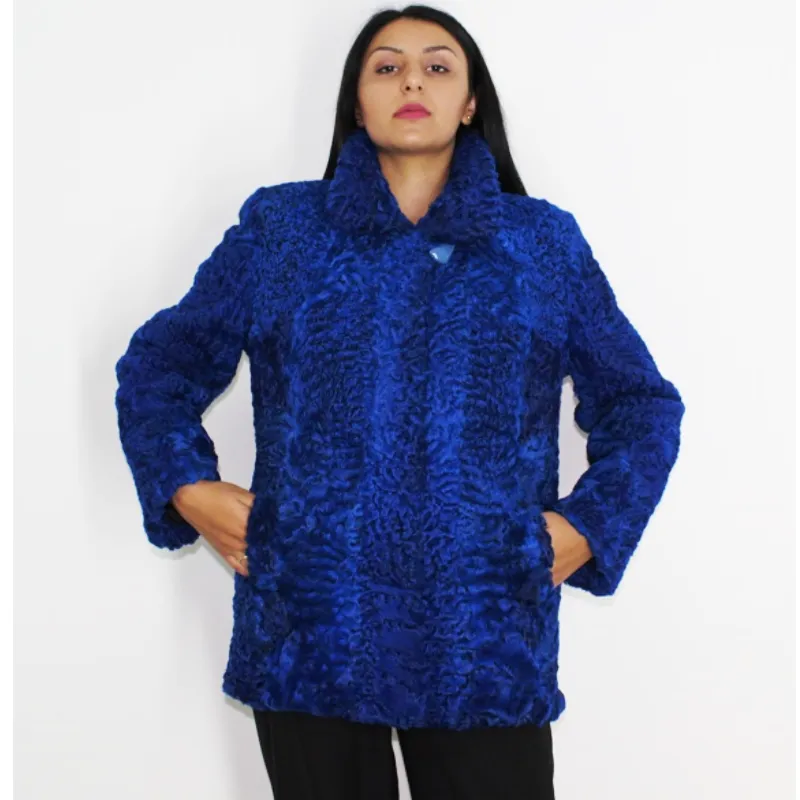 FI Astrakhan Colored blue-electric jacket