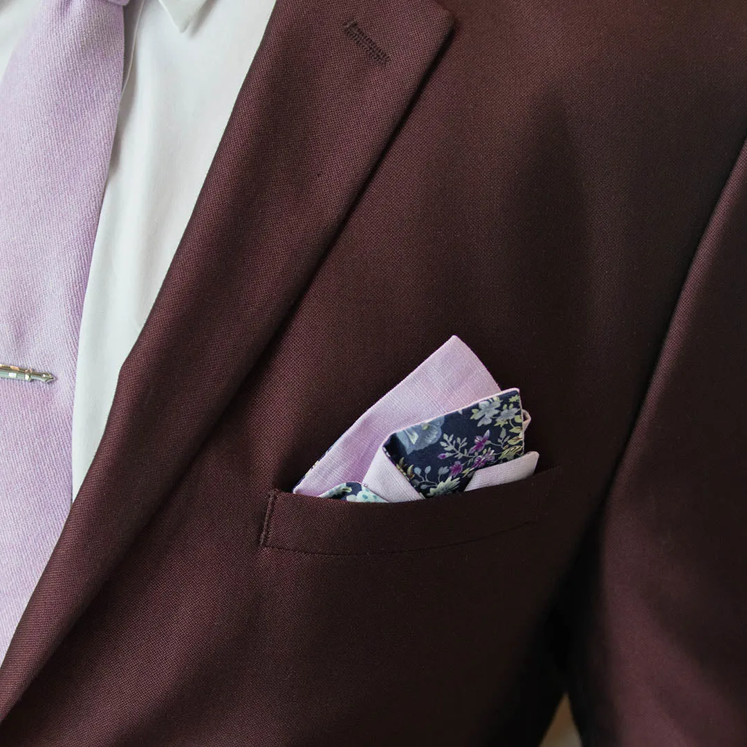 Floral Linen Pink Reversible Pocket Square