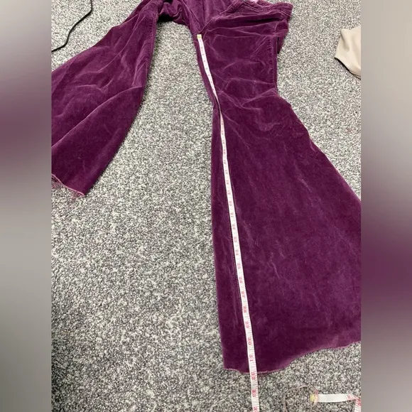 Free People Just Float On Velvet Flare Pants In Wine Sz 26 High Rise Boho Hippie