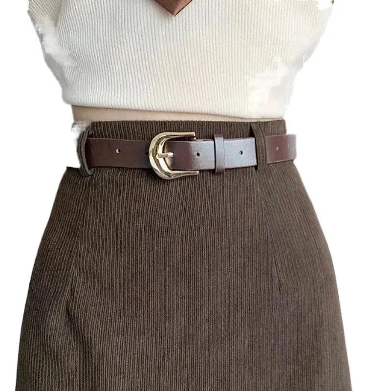 French-style Back slit High waist Midi Corduroy pencil Skirt for women