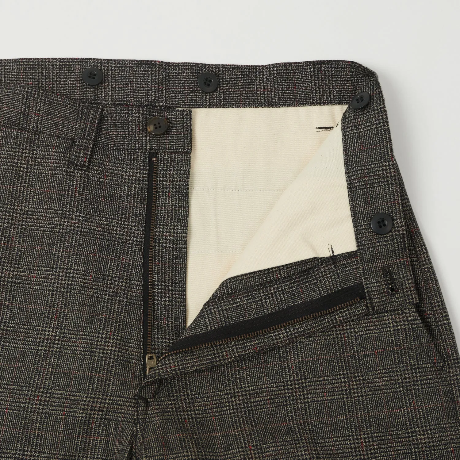 Full Count 1128 Schonherr Weaving Cloth Farmers Trouser - Brown Check