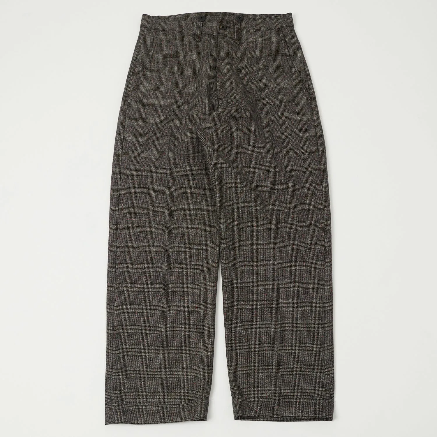 Full Count 1128 Schonherr Weaving Cloth Farmers Trouser - Brown Check
