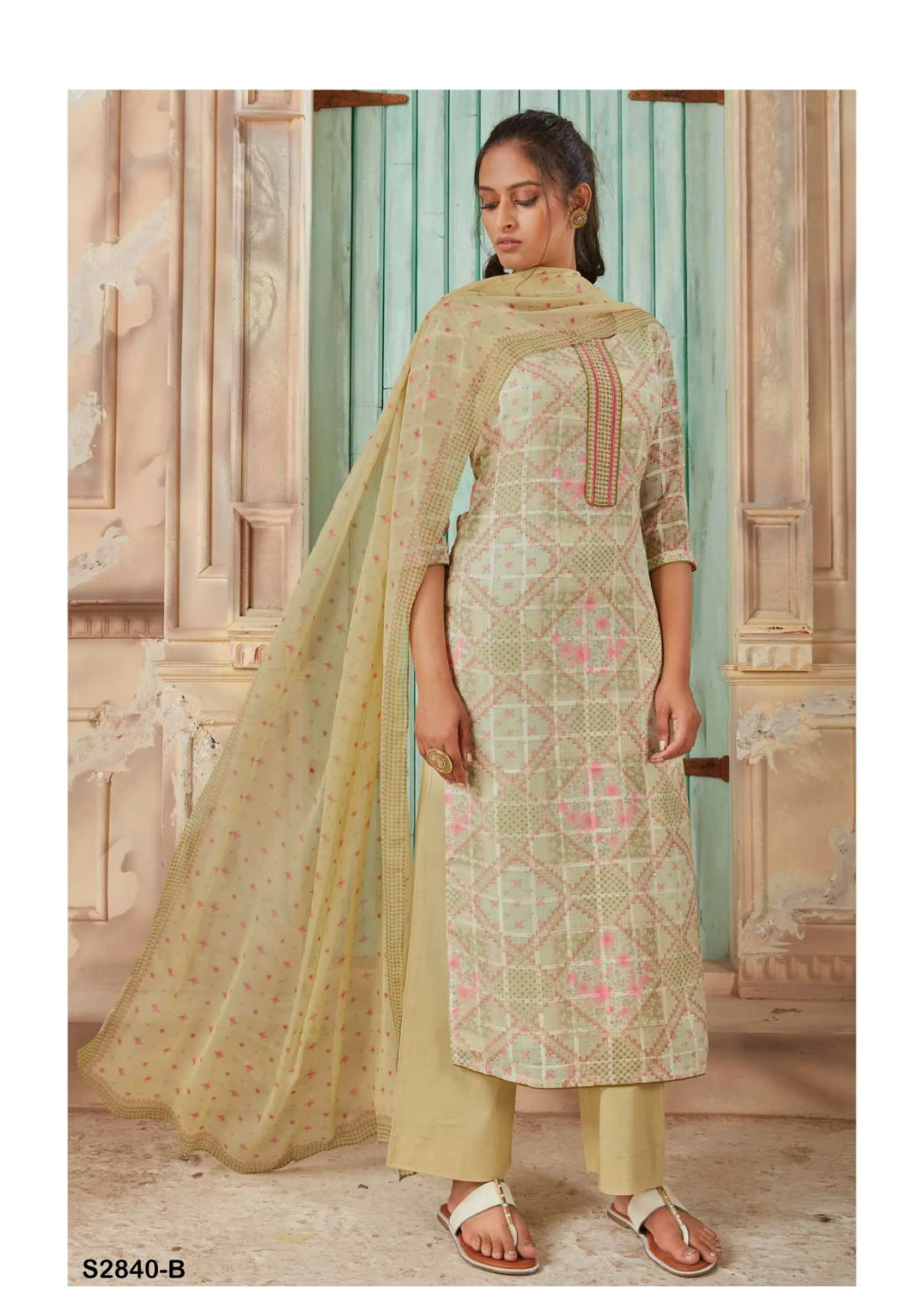 Ganga Fashion Qushi Linen Pattern Printed Daily Wear Salwar Suit