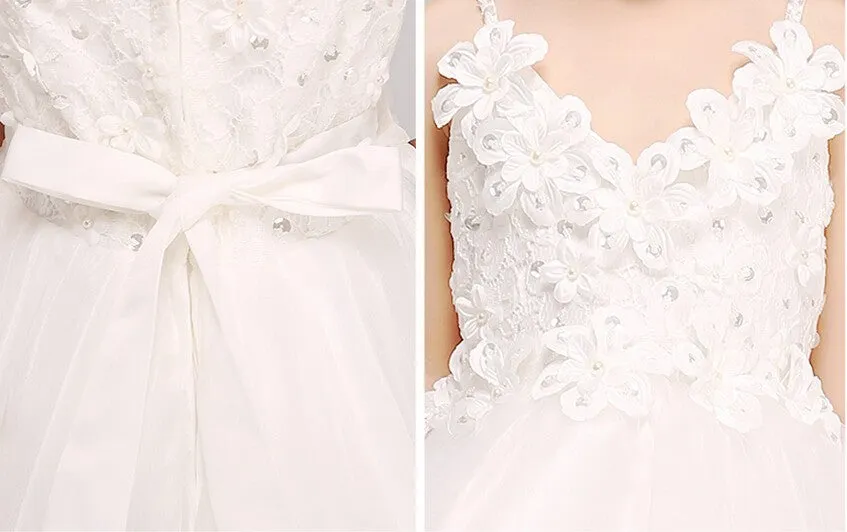 Glitz Spaghetti Straps Princess Flower Girl/Pageant Dress With Long Train