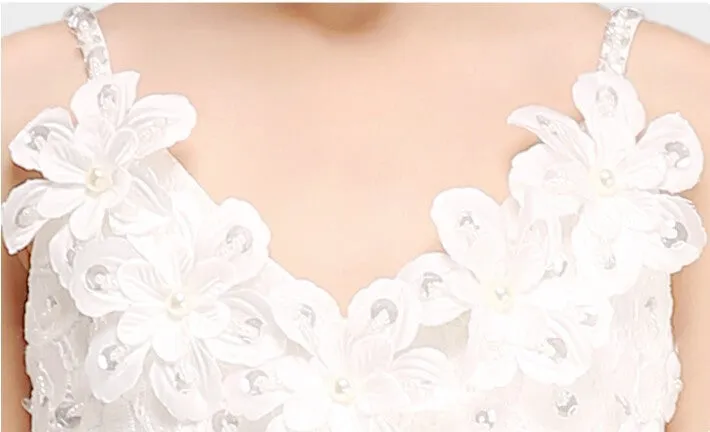 Glitz Spaghetti Straps Princess Flower Girl/Pageant Dress With Long Train