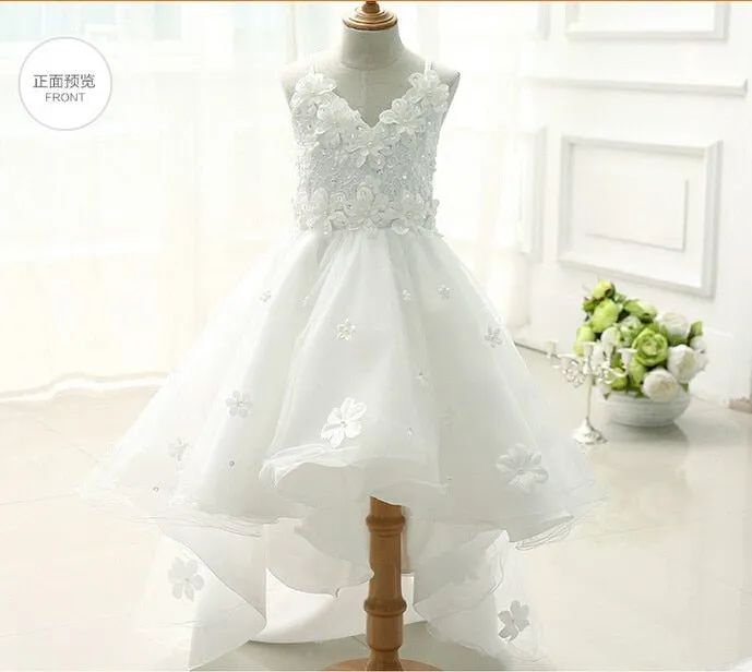 Glitz Spaghetti Straps Princess Flower Girl/Pageant Dress With Long Train