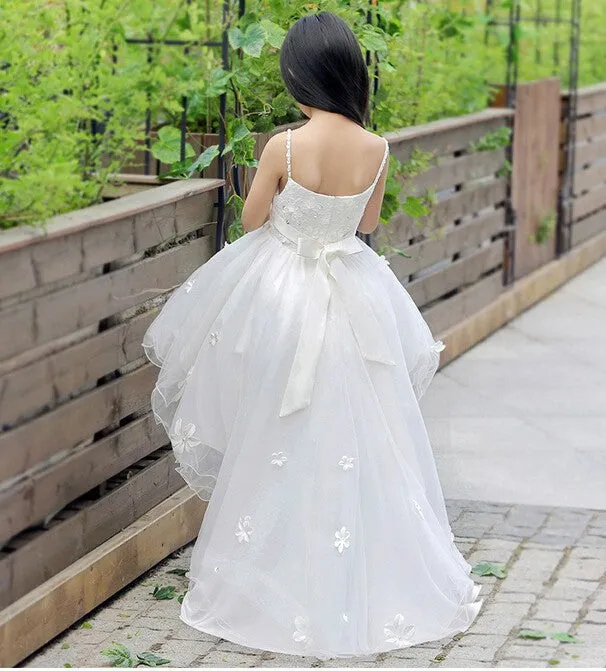 Glitz Spaghetti Straps Princess Flower Girl/Pageant Dress With Long Train