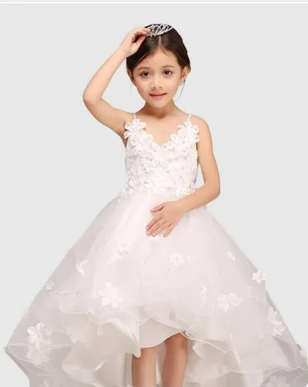 Glitz Spaghetti Straps Princess Flower Girl/Pageant Dress With Long Train
