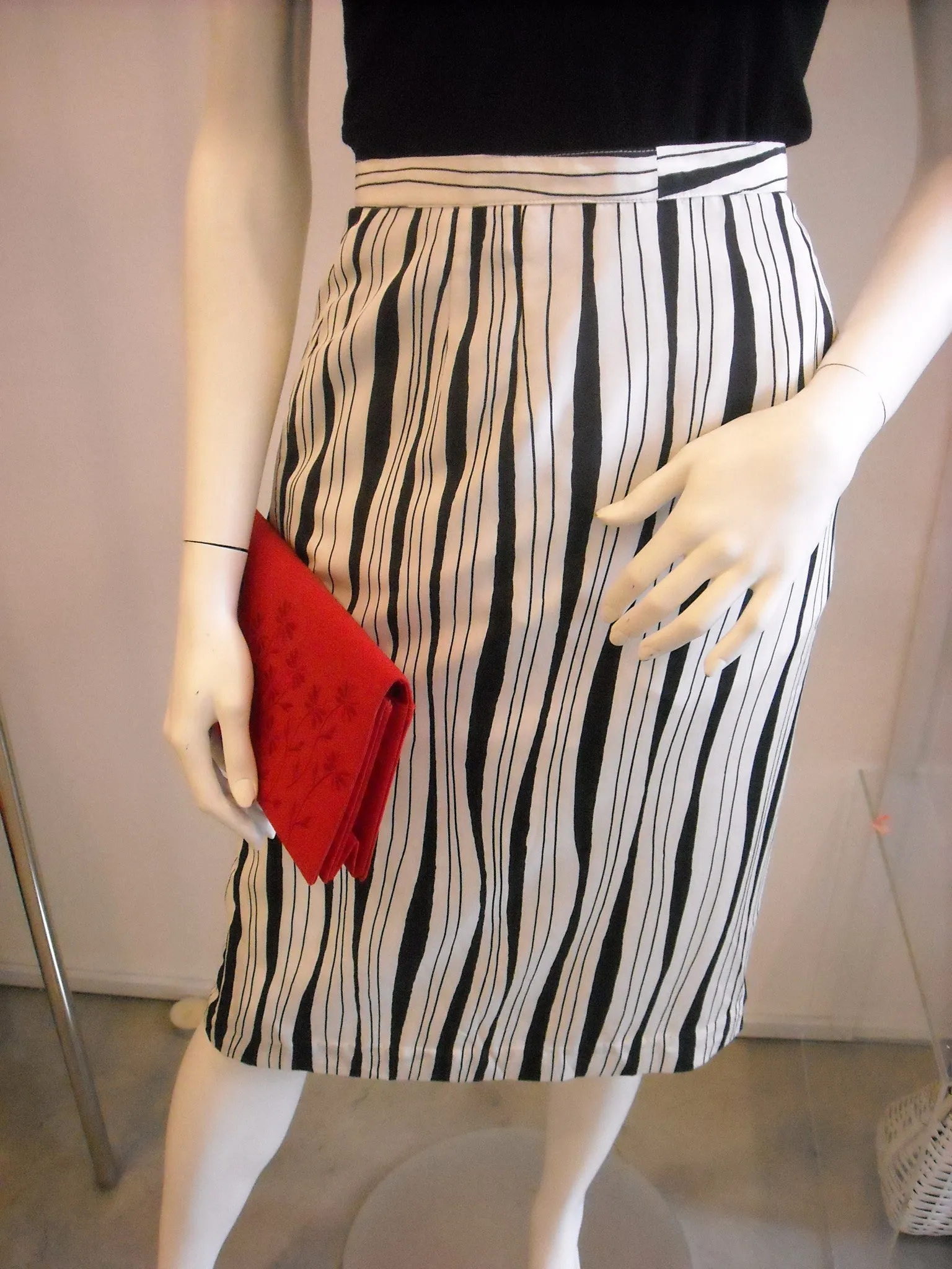 Go with the Flow Black/ White Striped Vintage Skirt