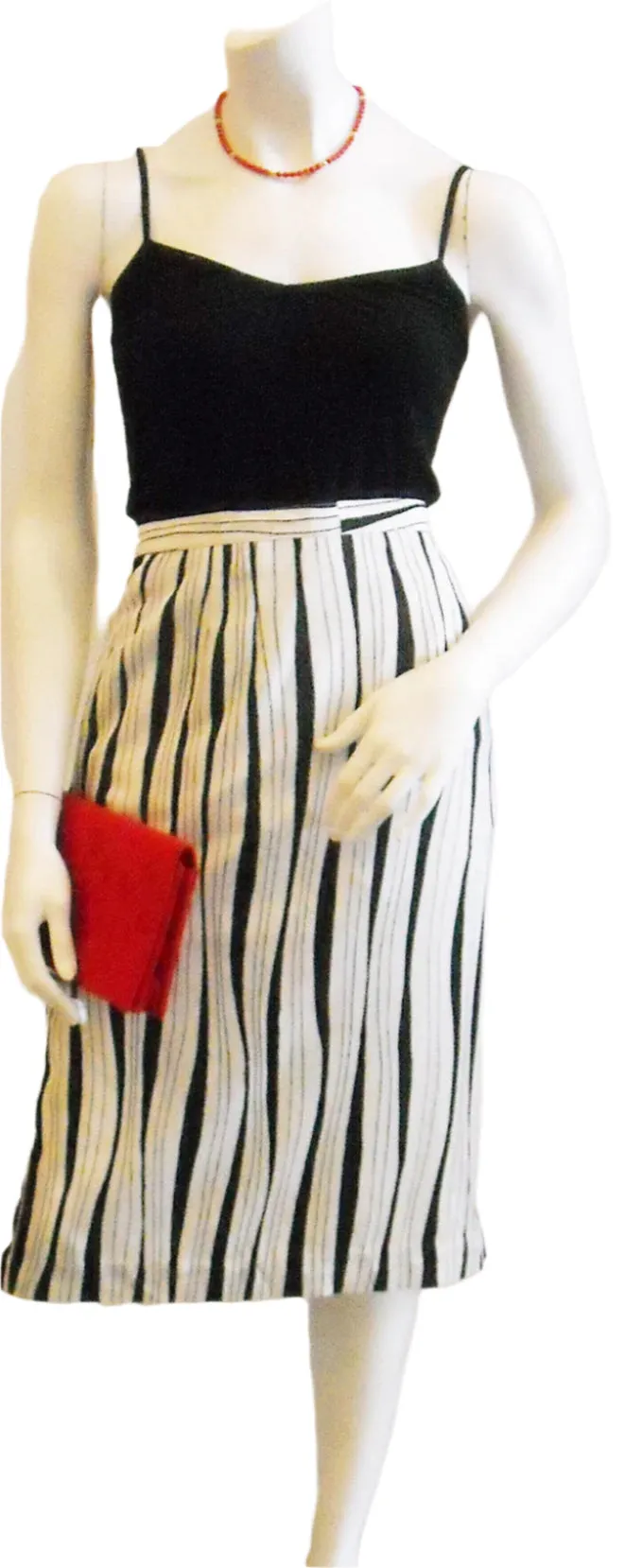 Go with the Flow Black/ White Striped Vintage Skirt