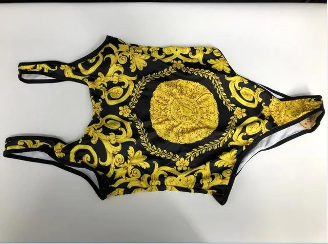 Golden Print One Piece Swimsuit