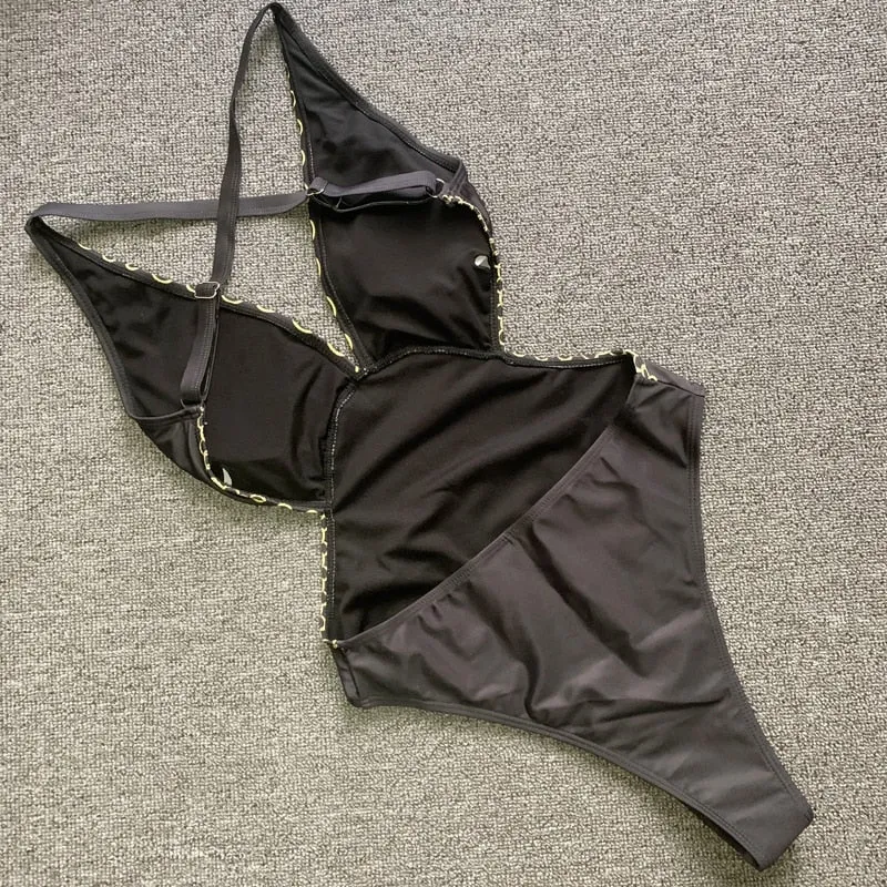 Golden Print One Piece Swimsuit