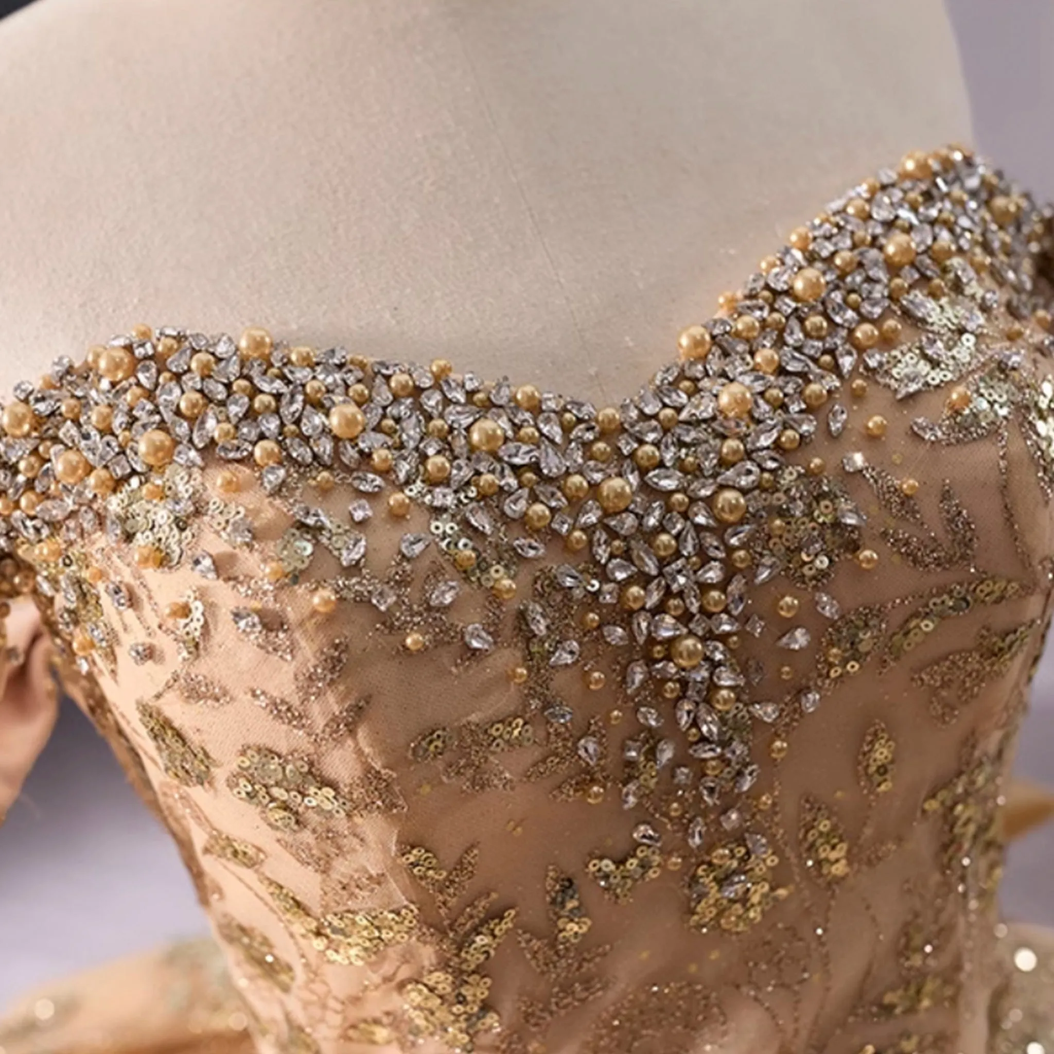 Gorgeous Sequin Basque Waist Wedding Gown Off Shoulder Quinceanera Dress
