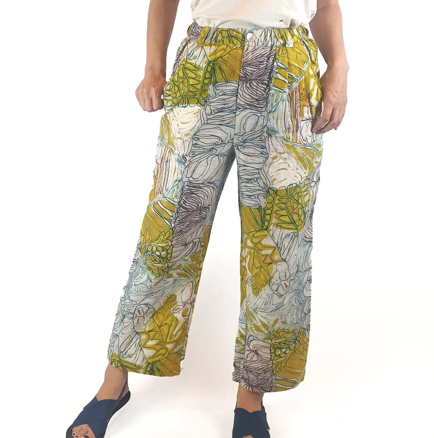 Gorman   Mangkaja linen print wide leg pants size 8