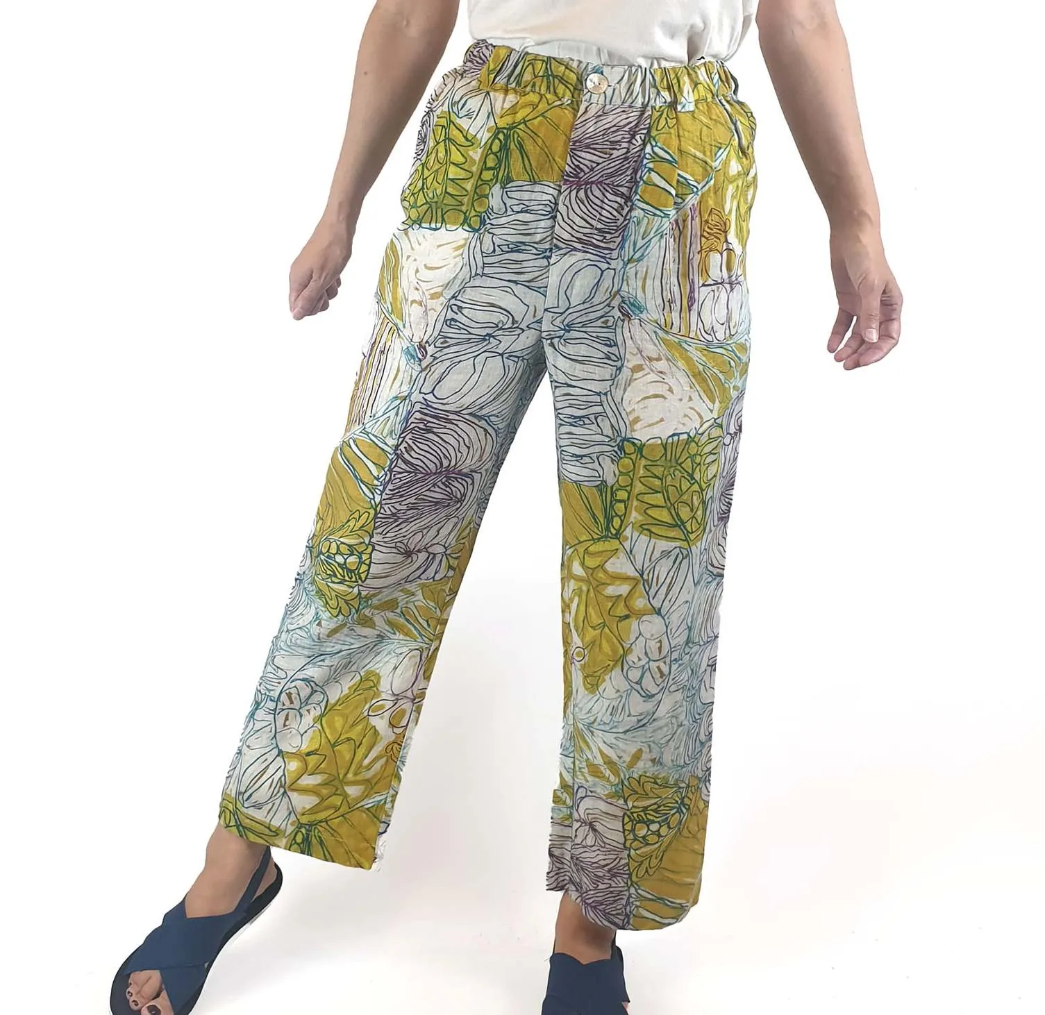 Gorman   Mangkaja linen print wide leg pants size 8