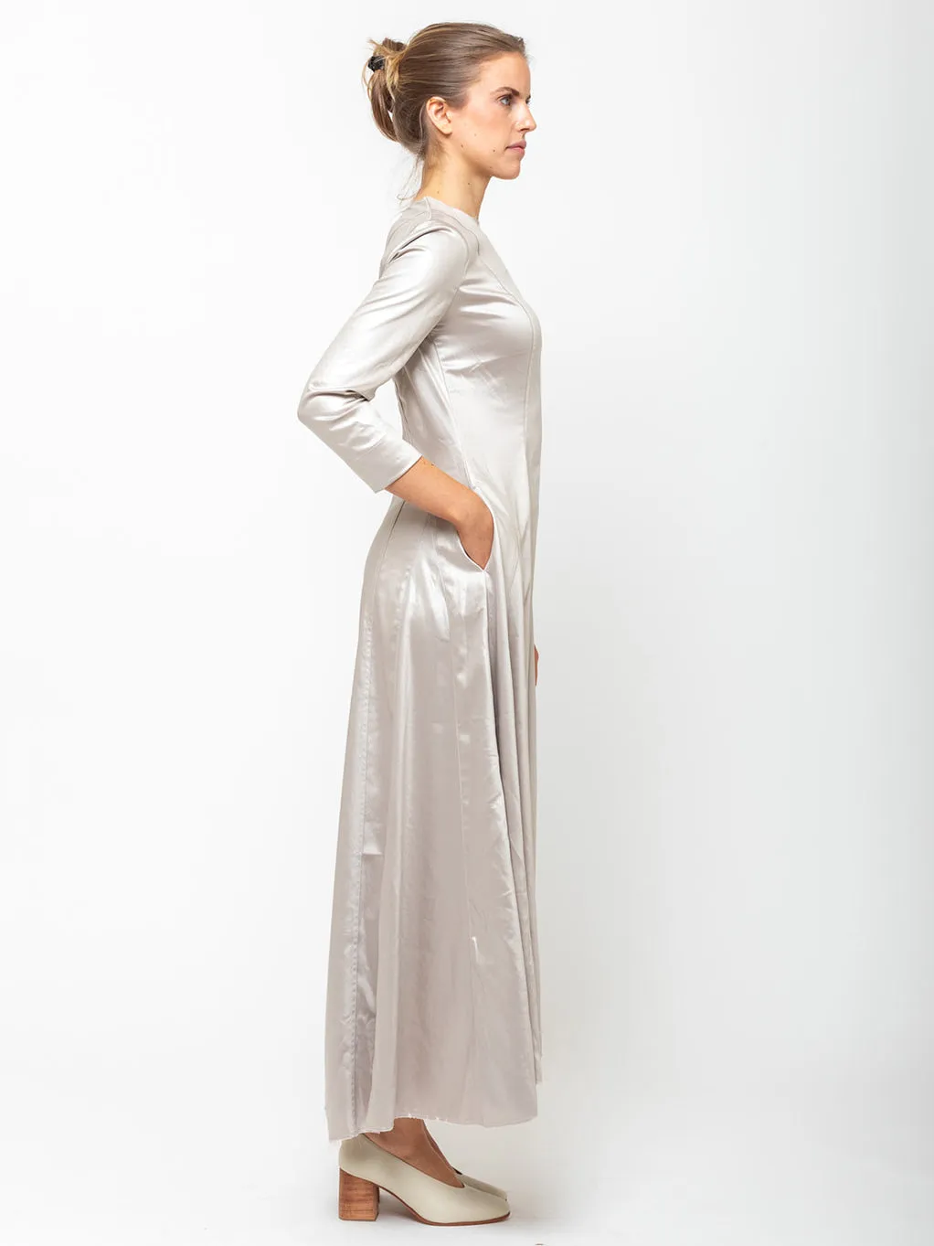Gown with Felled Seams - Platinum