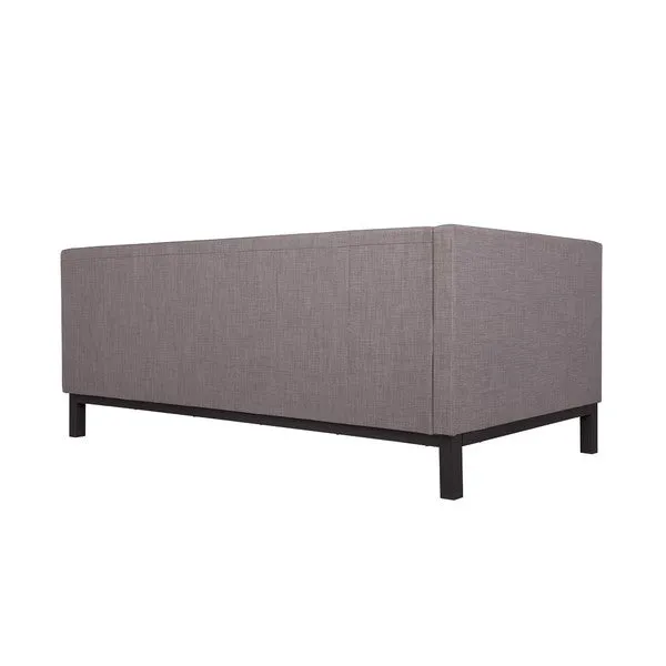 Grey Linen Fabric Upholstered Mid-Century Modern Daybed
