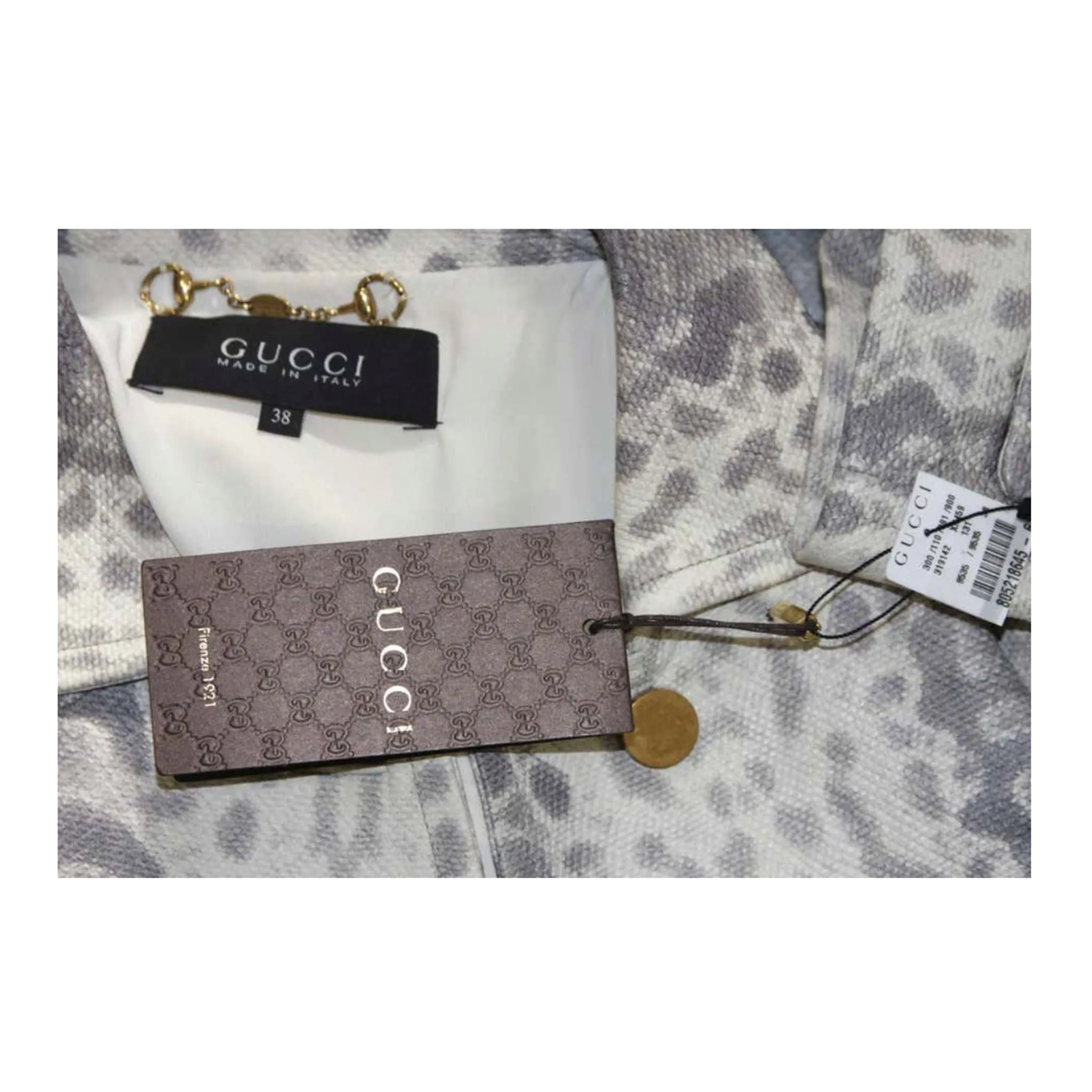 GUCCI Snake PrintLeather Double Breasted Button Front Jacket 38