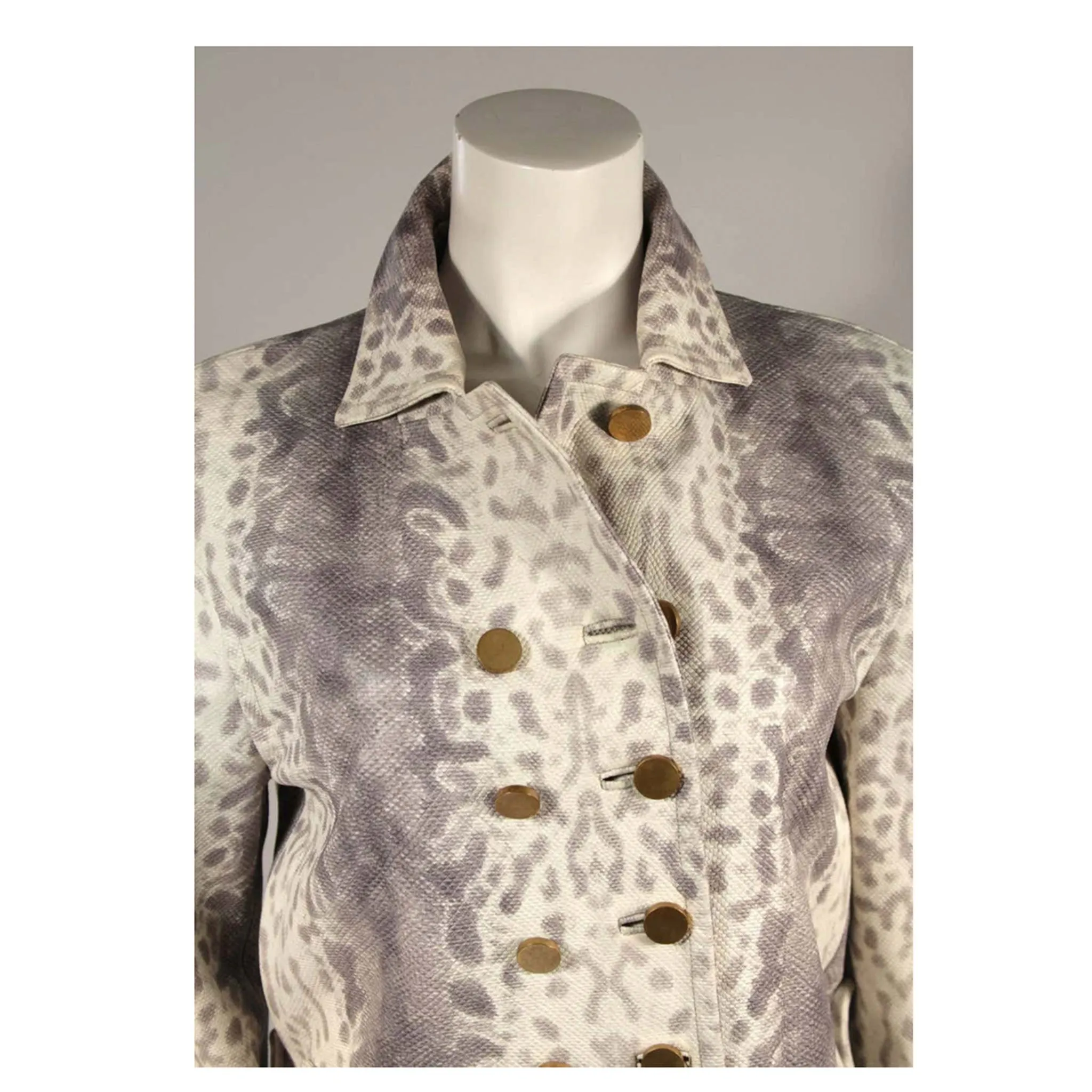 GUCCI Snake PrintLeather Double Breasted Button Front Jacket 38