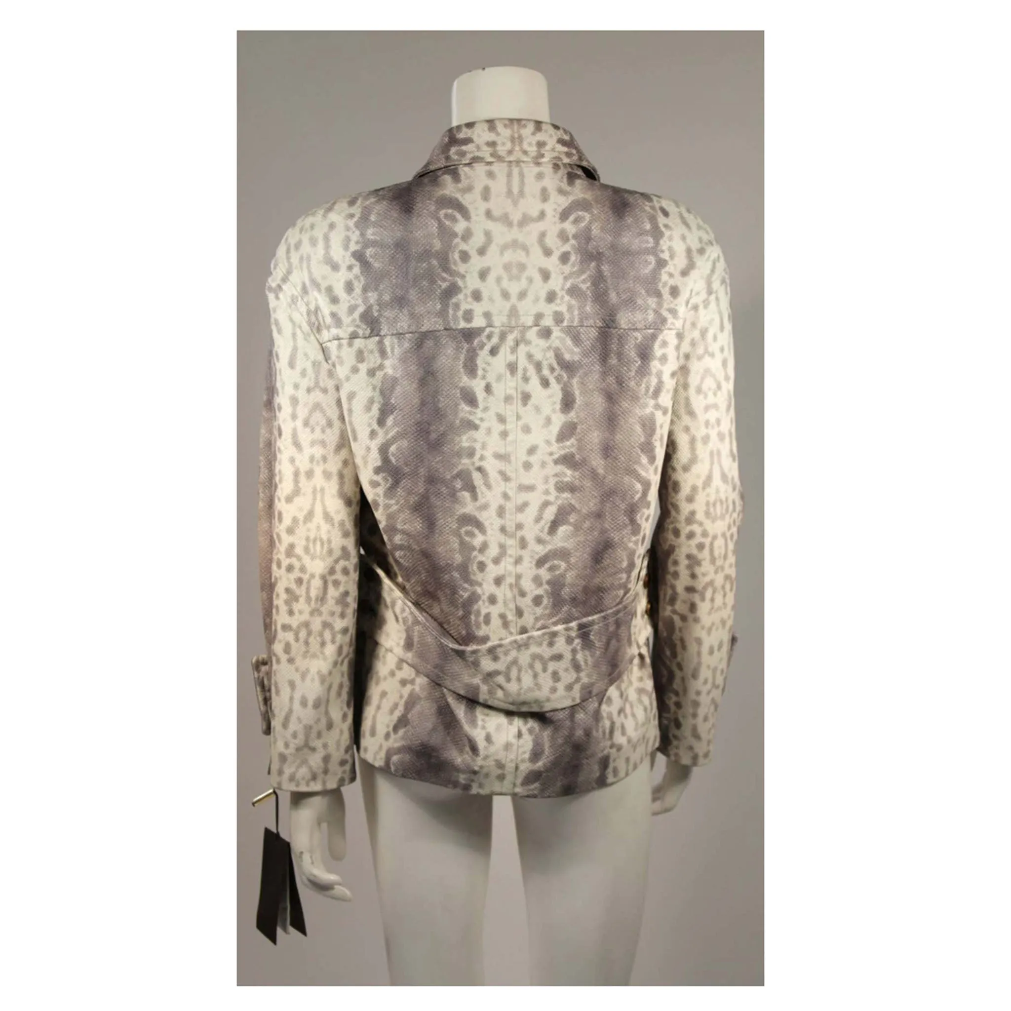 GUCCI Snake PrintLeather Double Breasted Button Front Jacket 38