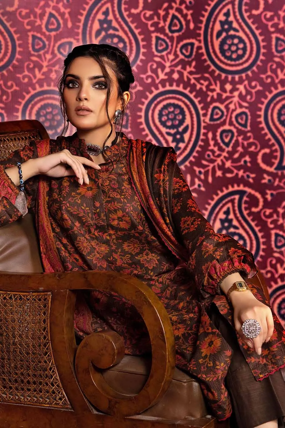 Gul Ahmed 3PC Cotton Linen Unstitched Suit K-32002