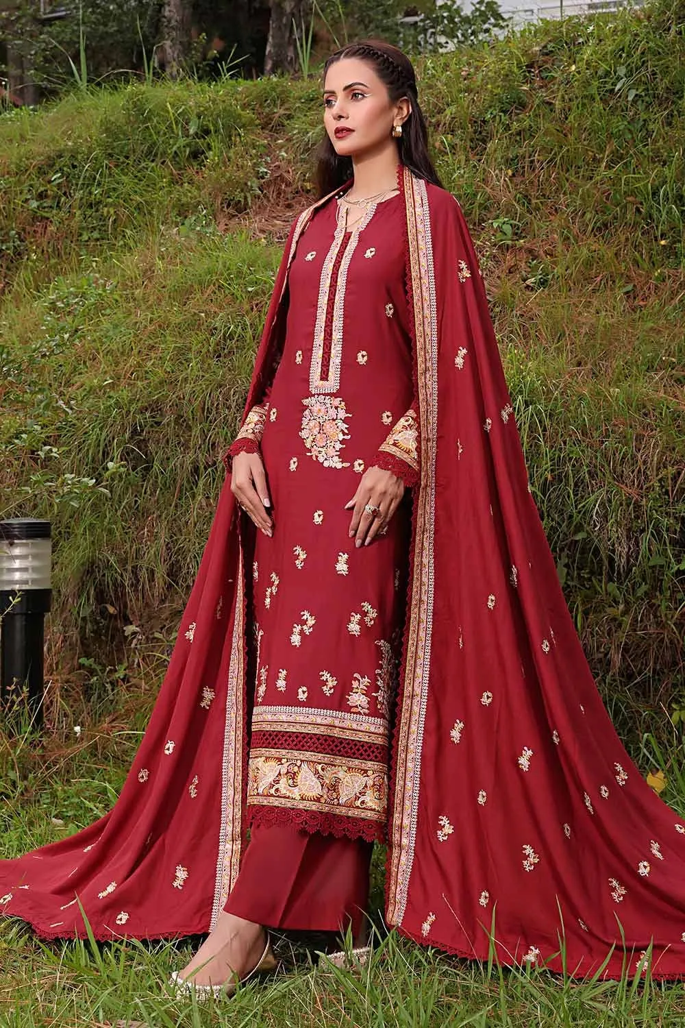 Gul Ahmed 3PC Embroidered Linen Unstitched Suit LT-32012