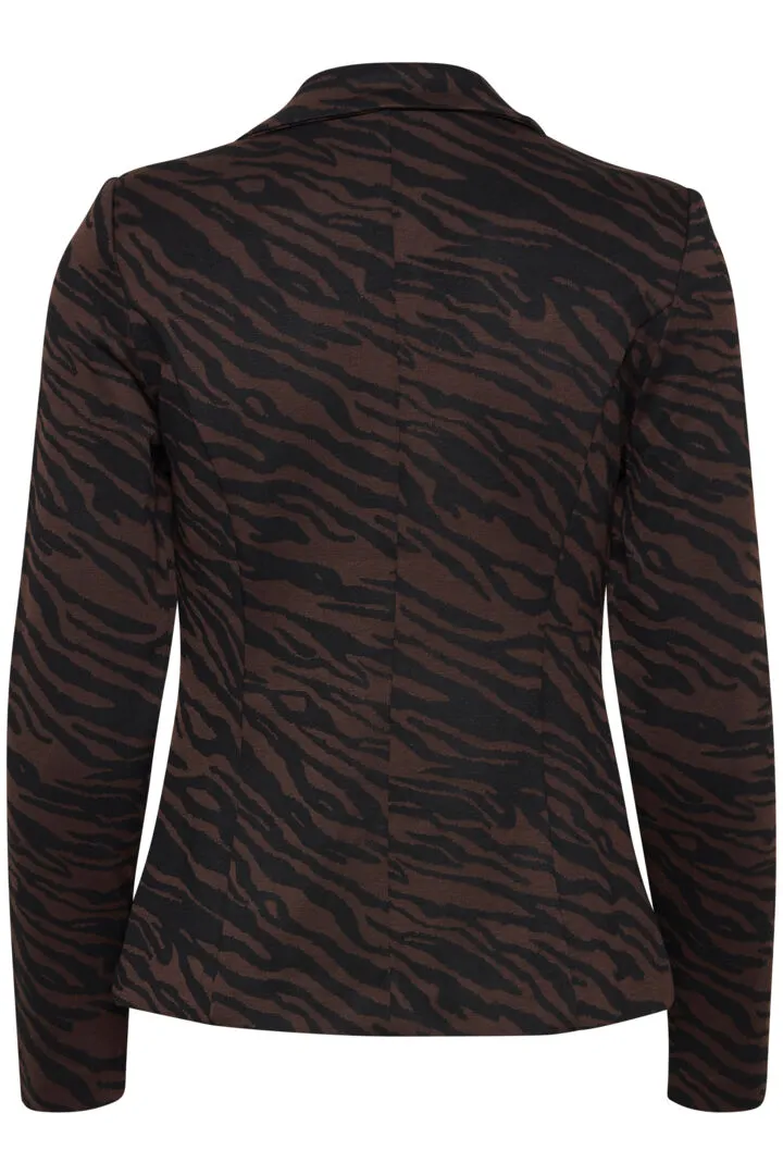 ICHI Kate Zebron Blazer in Coffee Bean