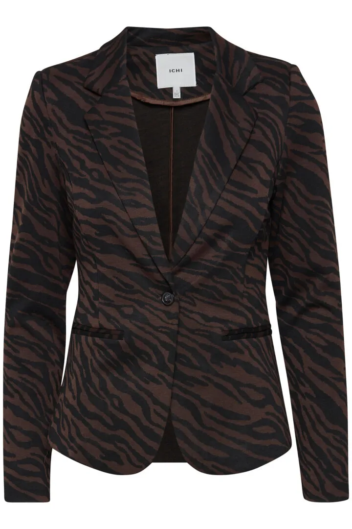 ICHI Kate Zebron Blazer in Coffee Bean