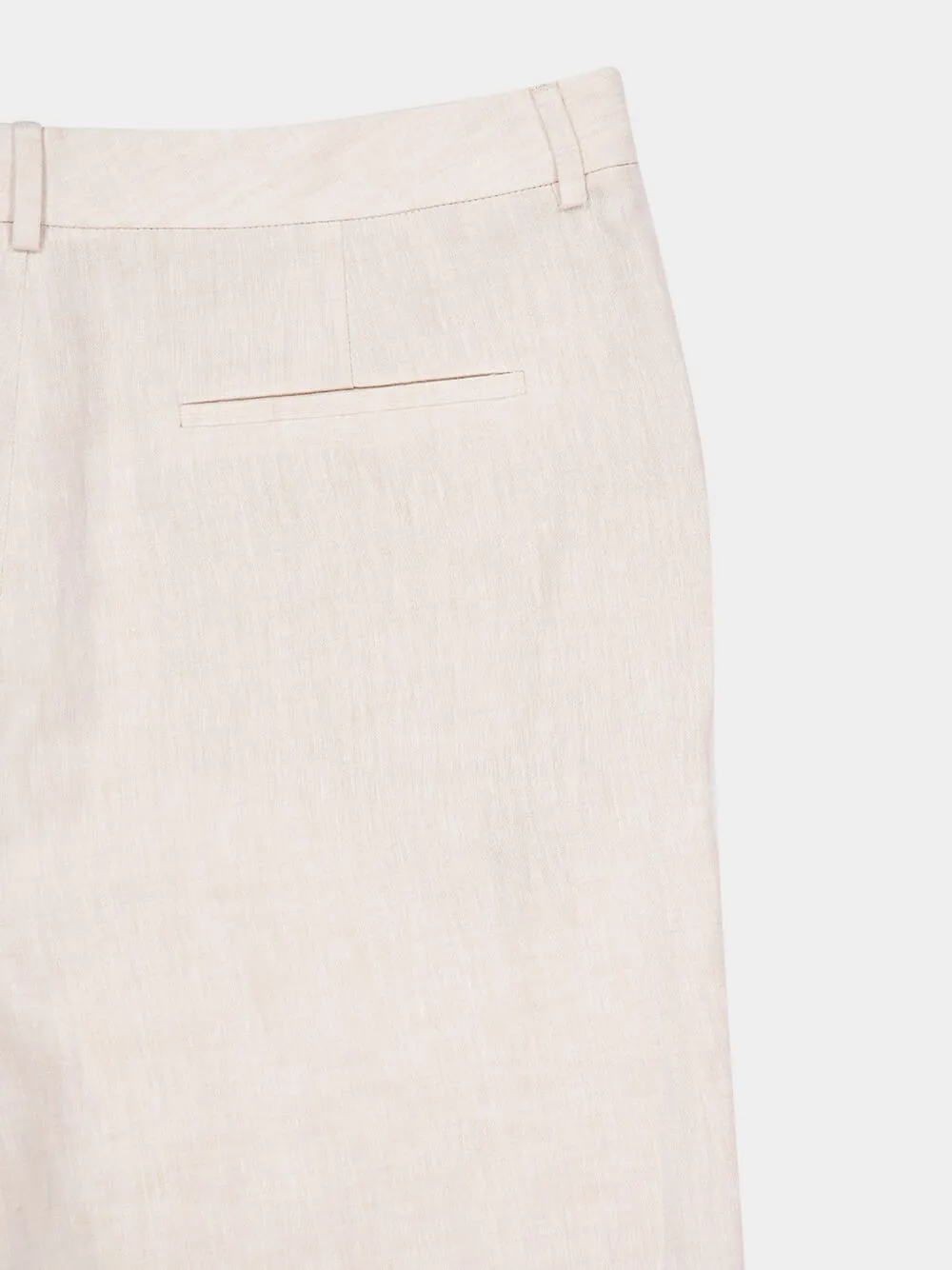 Ivory Classic Fit Linen Trousers