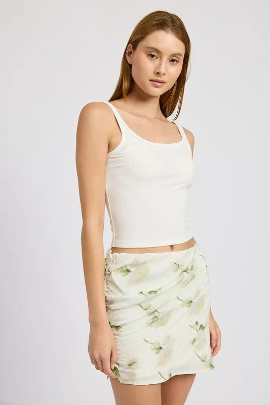 Jacee Floral Pencil Skirt - Ivory, Mini Length, Side Slit, Spring Style
