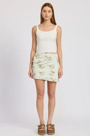 Jacee Floral Pencil Skirt - Ivory, Mini Length, Side Slit, Spring Style