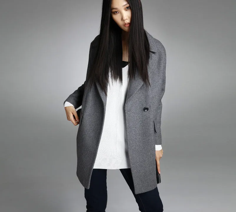 jacket women suit thicken woolen turn-down collar single breasted wide-waisted long mantle type outerwears