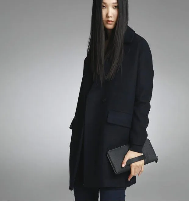 jacket women suit thicken woolen turn-down collar single breasted wide-waisted long mantle type outerwears